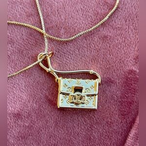 Gold Filled Adjustable Chain Necklace with Gold Purse Charm | Trendy Chic